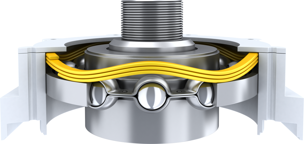 three turn nested spring in the bearing